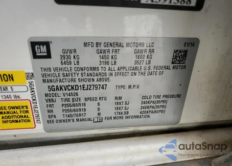 2014 Buick Enclave из США, поврежденный, VIN 5GAKVCKD1EJ279747